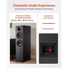 VEVOR Diffusori da Pavimento, Altoparlante a Torre a 2 Vie con Doppi Woofer da ca. 165 mm, Picco da 400 W, Involucro in MDF, Risposta in Frequenza da 65 Hz a 20 kHz, per Audio Domestico, Coppia