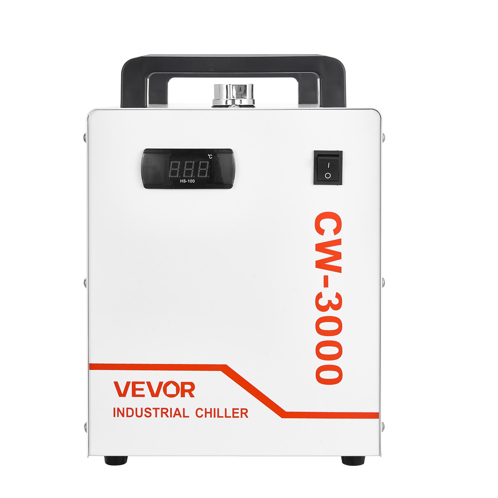 VEVOR Refrigeratore d'Acqua Industriale per Macchina per Incisione Laser CW-3000, Sistema di Raffreddamento ad Acqua Industriale per Incisione e Taglio Laser da 65W, Capacità 9 L, Portata Max 10 L/min