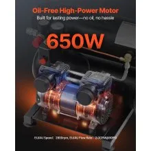 VEVOR Compressore d'Aria 18 L Compressore d'Aria Senza Olio per Riparazioni Auto