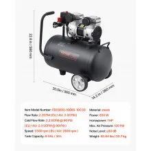 VEVOR Compressore d'Aria 30 L Compressore d'Aria Senza Olio per Riparazioni Auto