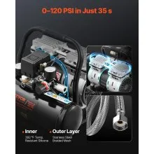 VEVOR Compressore d'Aria 4 L Compressore d'Aria Senza Olio per Riparazioni Auto