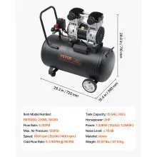 VEVOR Compressore d'Aria 60 L Compressore d'Aria Senza Olio per Riparazioni Auto