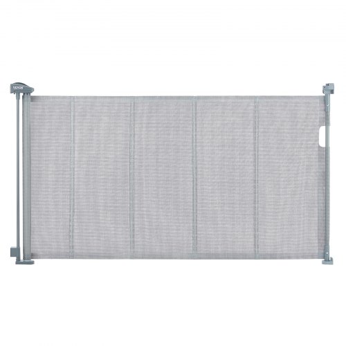 VEVOR Recinto di Sicurezza Estensibile Fino a 153cm Altezza 87cm Recinto per Bambini Cani Retrattile, Cancelletto a Rete di Sicurezza per Bambini Cani Gatti per Scale Corridoi Soggiorno Colore Grigio