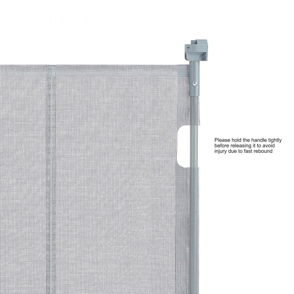 VEVOR Recinto di Sicurezza Estensibile Fino a 153cm Altezza 87cm Recinto per Bambini Cani Retrattile, Cancelletto a Rete di Sicurezza per Bambini Cani Gatti per Scale Corridoi Soggiorno Colore Grigio