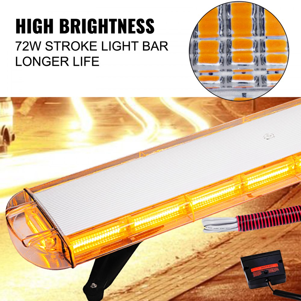 Auto Vechicle Led Emergenza Strobe Flash Spia Luci Lampeggianti Giallo 72w 12v