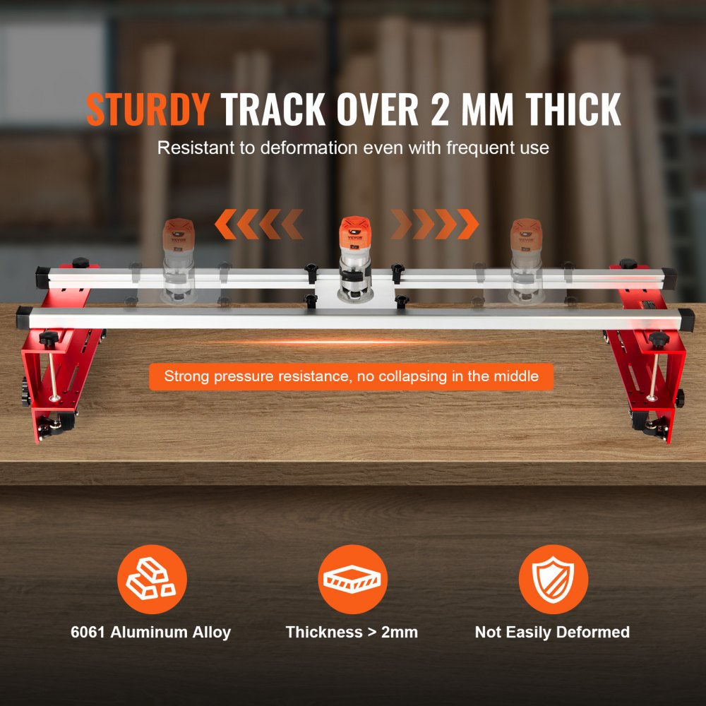 VEVOR Slitta per Fresatrice 1625 mm Slitta per Fresatrice Fai-da-Te Maschera per Appiattire Lastre Portatile,  per Lavorazione del Legno per Appiattire Lastre, Rifilatura del Legno, Fai da Te per Casa