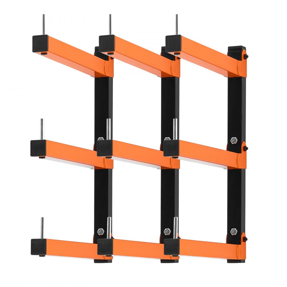 VEVOR Rastrelliera per Legname a Parete 3 Livelli Set da 3 Arancione e Nero, 5 kg per Livello, Supporto Pieghevole in Acciaio con Bracci a Sbalzo, Perni di Bloccaggio, per Garage, Officina e Magazzino