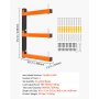 VEVOR Rastrelliera per Legname a Parete 3 Livelli Set da 4 Arancione e Nero, 50 kg per Livello, Supporto Pieghevole in Acciaio con Bracci a Sbalzo, Perni di Bloccaggio, per Garage, Officina, Magazzino