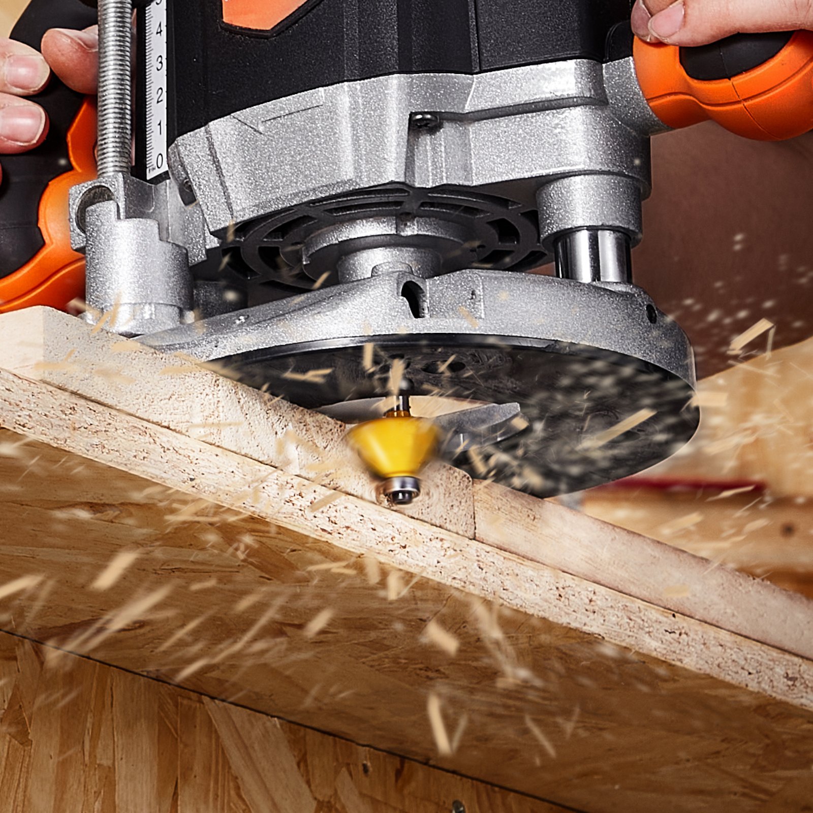 VEVOR Frese per Legno, 6,35 mm, Scatola da 15 Frese per Scanalatura del Legno in Metallo Duro, Kit di Utensili per Lavorazione del Legno per Falegnami Professionisti, Principianti, MDF, Truciolato