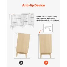 VEVOR Cassettiera a 6 Cassetti Scanalati, Cassettiera in Legno con Meccanismo Scorrevole e Antiribaltamento, Moderna e Minimalista, Armadio Scanalato per Soggiorno, Camera da Letto, Legno Chiaro