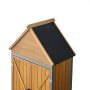 VEVOR Capanno da Giardino 76 x 170 cm in Legno e Metallo con Ante a Chiave, Casetta Esterna con Tetto Inclinato, Impermeabile, con Ripiani e Pavimento, Colore Marrone, per Ripostiglio degli Attrezzi