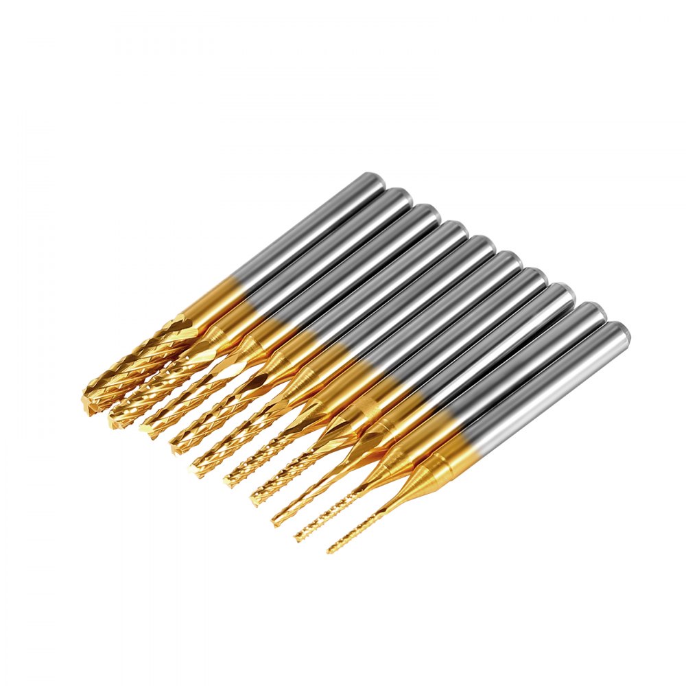 VEVOR 40 Pezzi Frese per Router CNC, Gambo da 1/8", Set di Punte per Intaglio per Fresatura CNC, Inclusa Fresa a Punta Piatta a 2 Flauti e Fresa a Punta Sferica, Rivestimento Nano Blu e Punte CNC
