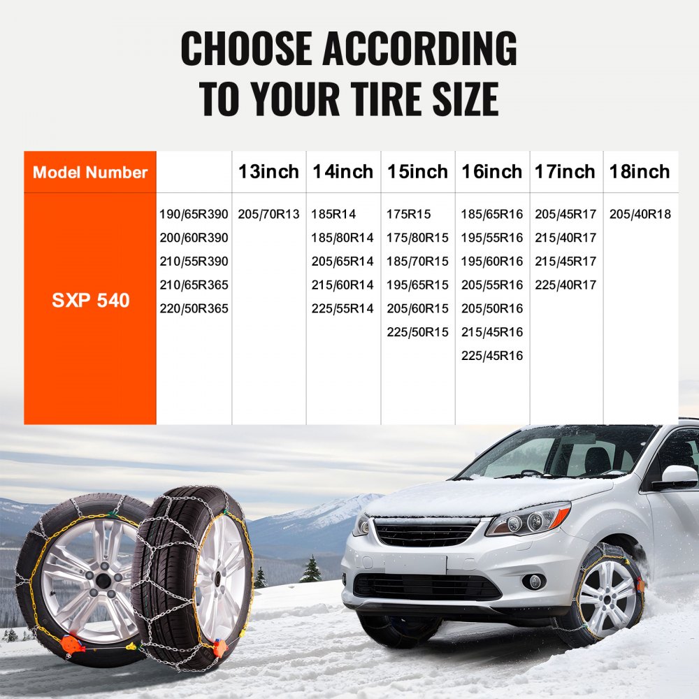 VEVOR Snow Chains, Tire Chains made of Manganese Alloy Steel, Emergency Traction Chains, 2 pcs. 610/685mm Universal Car Snow Chains, Heavy Duty Emergency Towing Chains for Cars, Pickups, SUVs, Trucks, Silver