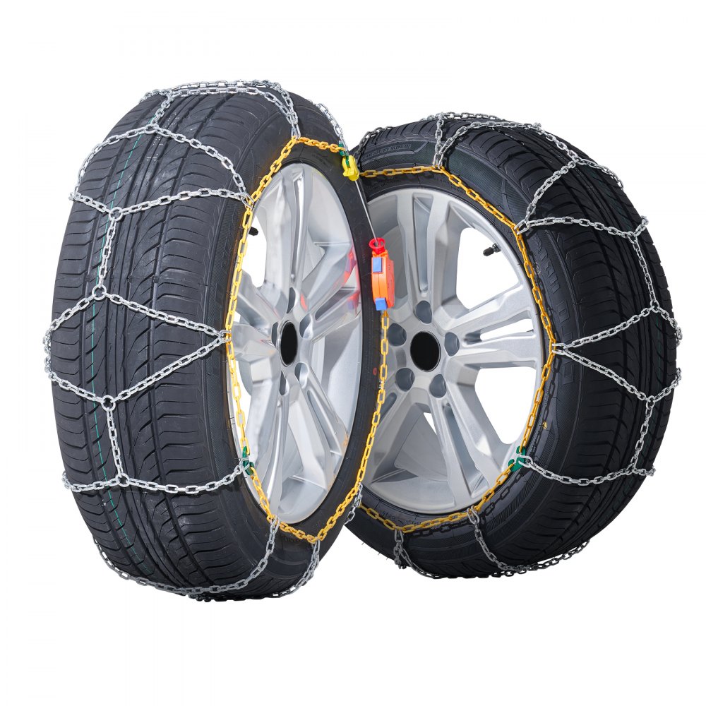 VEVOR Catene da Neve 680/610mm Catene da Pneumatici Lega di Acciaio al Manganese, Catene di Trazione di Emergenza 2 Pezzi, per Auto Catene di Emergenza per Carichi Pesanti per Auto SUV Camion Argento