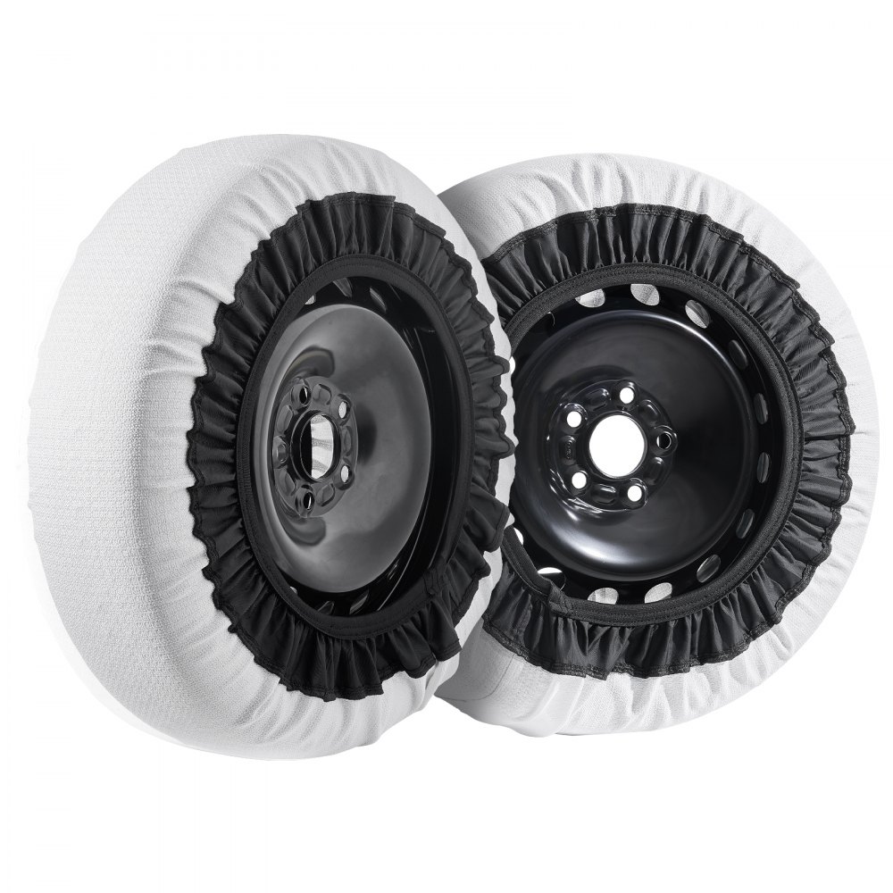 VEVOR Calzini da Neve Ispessiti per Pneumatici 385 x 430 mm Calzini per Pneumatici in Fibra di Poliestere con Fasce Elastiche, con Impugnatura per Neve per Auto, SUV, Camion (Confezione da 2) Medio