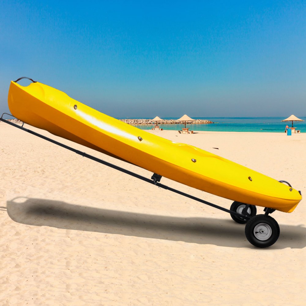 VEVOR Carrello Rimorchio per Barche, Capacità 360 Libbre 163 KG Carrello Porta Barca con 2 Ruote, in Acciaio Inossidabile e Gomma, Rimorchi Trasporto Imbarcazioni Lunghezza regolabile 230-255-280 cm