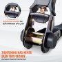 VEVOR Kit Cinghie a Cricchetto Ancoraggio 4 Pezzi, Resistenza Rottura max. 998 kg, Cinghie di Tensione0,025x4,6 m con Cricchetto e Gancio per Motociclette, Biciclette, Traslochi Rimorchio Portapacchi