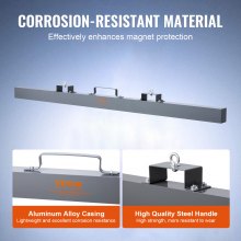 VEVOR Barra Spazzatrice Magnetica da Appendere per Forche di Benne Carrello Massima Forza 54,5kg Lunghezza 213cm, Barra Sospesa Magnetica Raccoglitore di Trucioli Metallici per Pavimenti 213x7,7x20cm