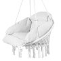 VEVOR Poltrona sospesa, 120 kg, Poltrona sospesa girevole in macramè, Cuscino, Materiali montaggio, Corda di cotone, Poltrona relax con frange, per camera da letto, giardino, Interno, Esterno, Bianco