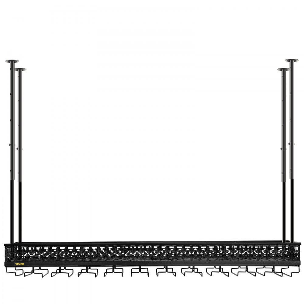 VEVOR Mensola a Sospensione Portabottiglie di Vino Callici Bicchieri Tazze 8,5kg, Portabicchieri Mensola da Soffitto per Cucina 119x33x15 cm, Mensola Sospesa da Soffitto Portabottiglie Vino Cocktail