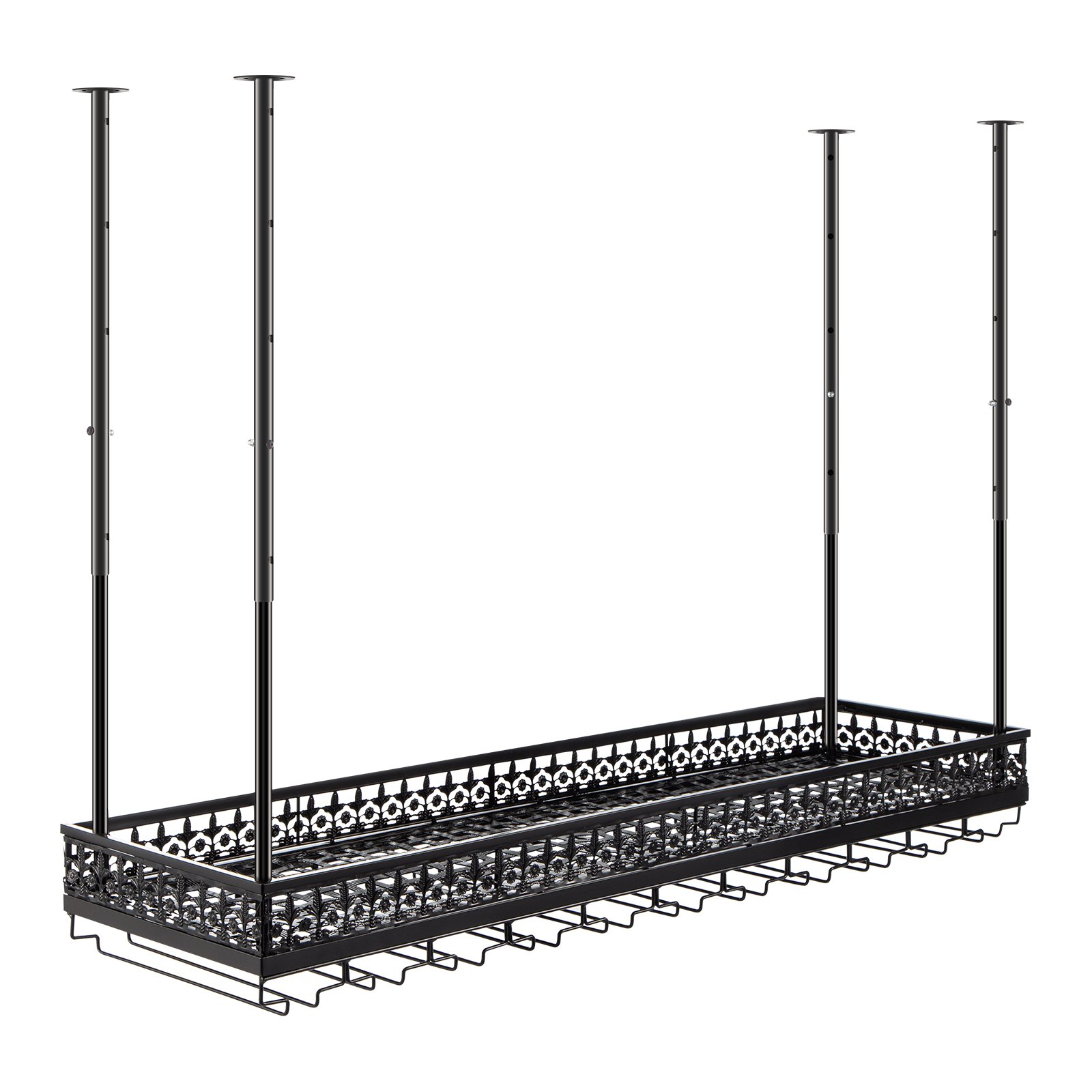 VEVOR Mensola a Sospensione Portabottiglie di Vino Callici Bicchieri Tazze 8,5kg, Portabicchieri Mensola da Soffitto per Cucina 119x33x15 cm, Mensola Sospesa da Soffitto Portabottiglie Vino Cocktail