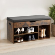 VEVOR Panca Scarpiera 805 x 305 x 445 mm, Panca per Ingresso con Contenitore Sollevabile e Cuscino, Scarpiera con 3 Scomparti Capacità di Carico 136 kg per Ingresso Corridoio Soggiorno Nero