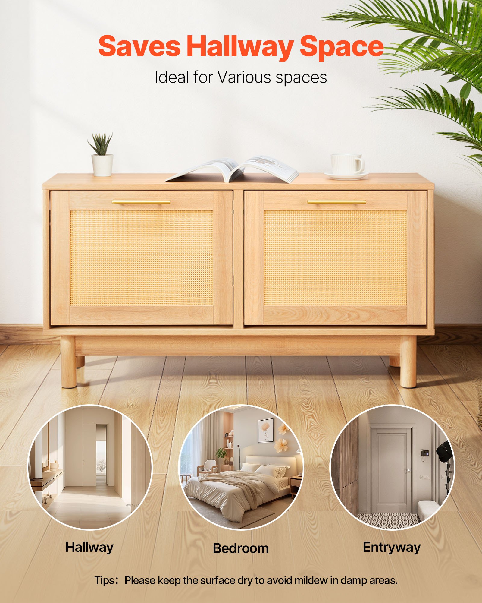 VEVOR Panca Portascarpe da Ingresso, Scarpiera con Panca Portascarpe 100x30x53 cm, Contenitore con 2 Cassetti, Scarpiera da 136 kg, 4 Scomparti e 2 Ante in Rattan, per Corridoio, Soggiorno