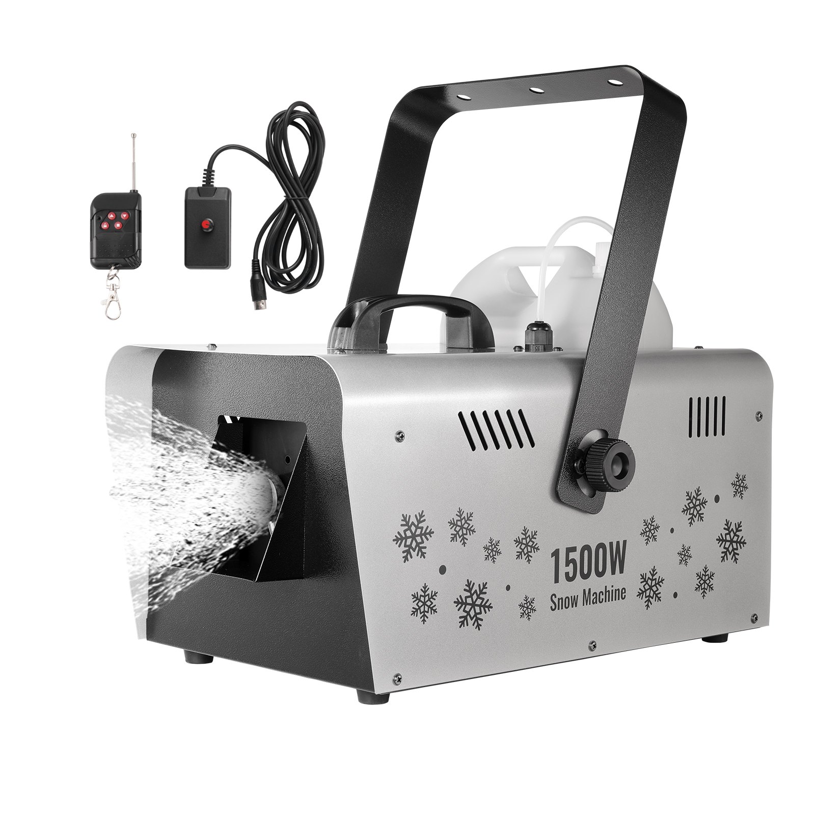VEVOR Macchina per Neve 1500 W, Macchina per Produrre Neve con Supporto Regolabile, Macchina per Fiocchi Neve con Telecomando con Serbatoio 5 L, Macchina per Neve Finta per Feste di Natale Matrimoni