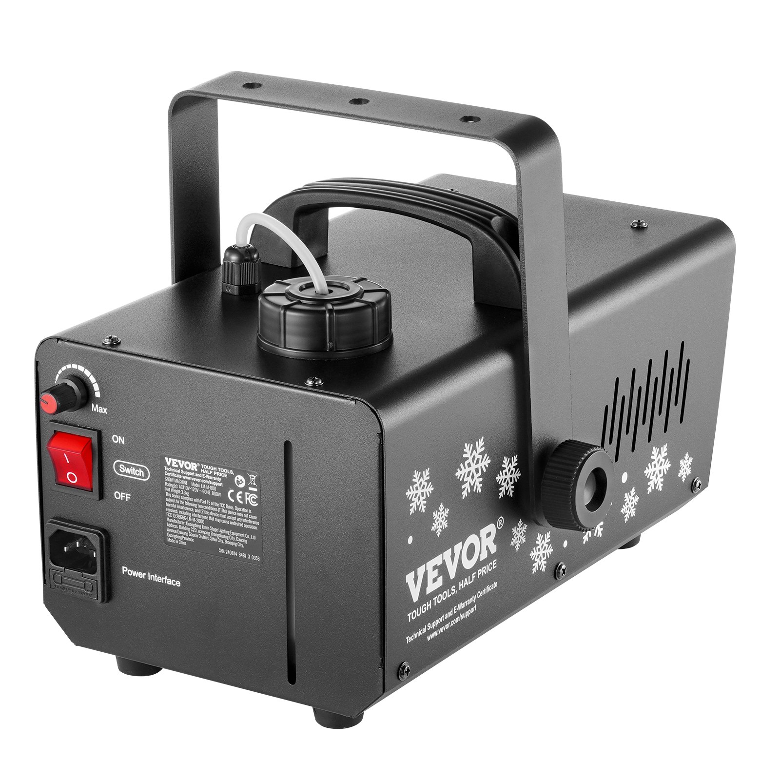 VEVOR Macchina per Neve 800 W, Macchina per Produzione di Neve Portatile Appesa Luce LED Serbatoio da 1 Litri, Macchina per Fiocchi di Neve con Telecomando, Macchina per Neve Finta per Feste Eventi