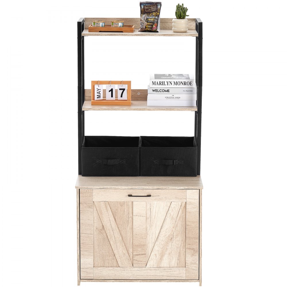 VEVOR Recinto per Lettiera per Gatti 599,4 x 500 x 1270 mm Mobiletto per Lettiera Nascosto con 2 Ripiani Portaoggetti e 2 Cestini, Bagno per Gatti in Legno, Adatto alla Maggior Parte delle Lettiere