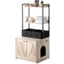 VEVOR Recinto per Lettiera per Gatti 599,4 x 500 x 1270 mm Mobiletto per Lettiera Nascosto con 2 Ripiani Portaoggetti e 2 Cestini, Bagno per Gatti in Legno, Adatto alla Maggior Parte delle Lettiere