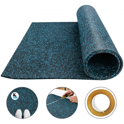 Rotoli Di Gomma Per Pavimenti 110 X 189 Cm Durevole Speckle Blu Alta Densità