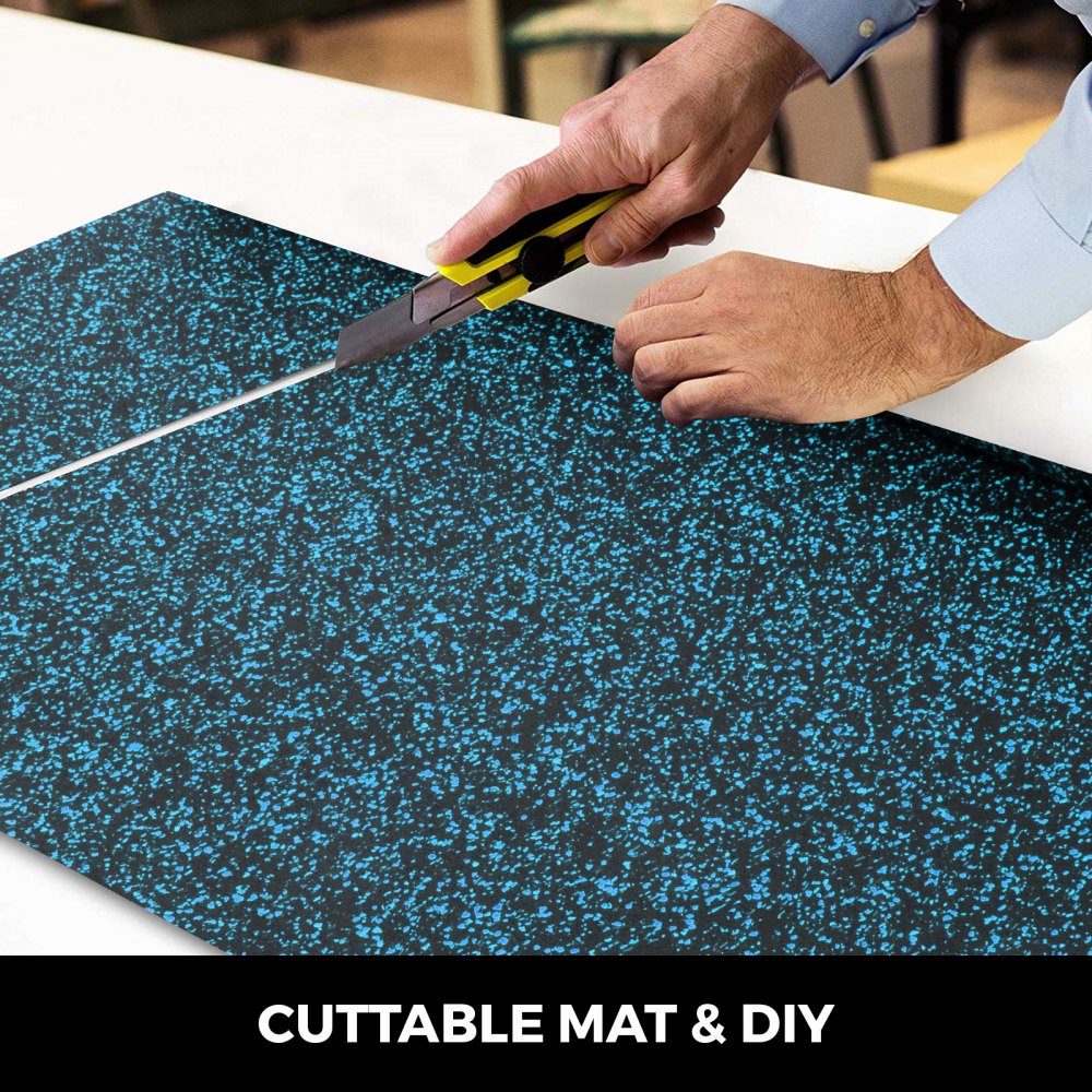 Rotoli Di Gomma Per Pavimenti 110 X 189 Cm Durevole Speckle Blu Alta Densità