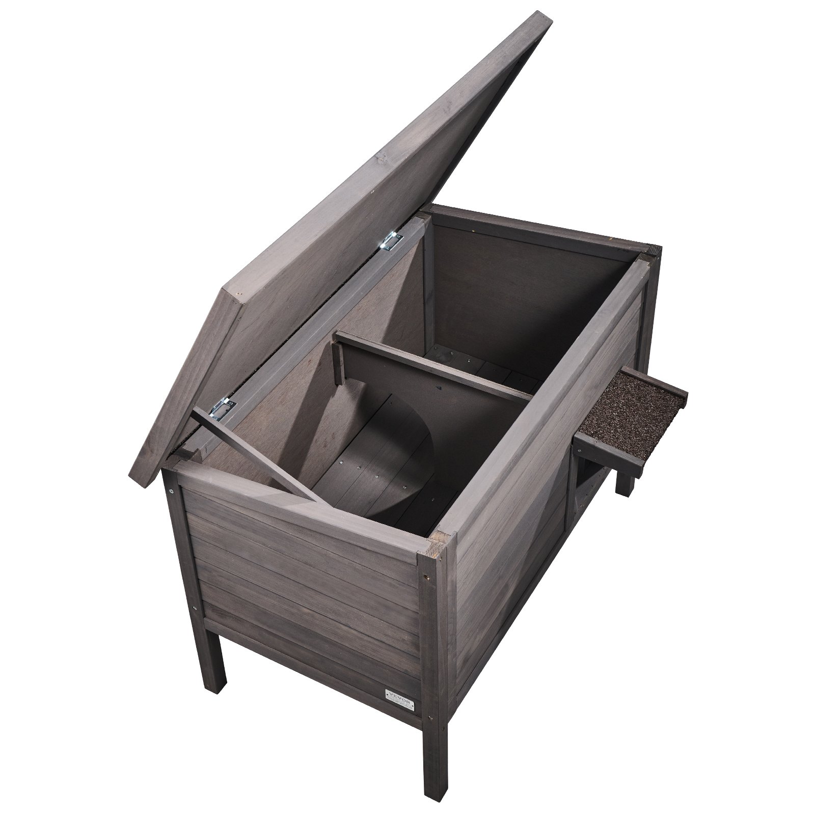 VEVOR Cuccia per Gatti da Esterno, 870x535x690 mm, Cuccia per Gatti in Legno, Resistente agli Agenti Atmosferici, Isolamento in Schiuma, Tetto Aperto, Porta a Ribalta in PVC, Cuccia per Diversi Gatti