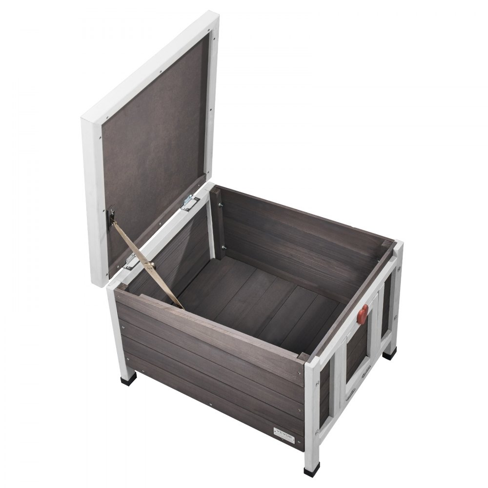 VEVOR Cuccia per Gatti da Esterno, 513x420x420 mm, Cuccia per Gatti in Legno, Resistente alle Intemperie, con Tetto Superiore Aperto, Porta in PVC, Cuccia per Rifugio per Gatti Animali Casa Rifugio