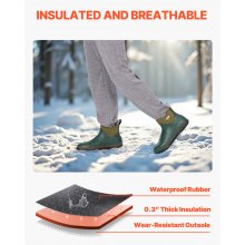 VEVOR Stivali Pioggia Impermeabili per Pesca, Stivali in Gomma Neoprene Antiscivolo alla Caviglia, Stivali Fango Isolati per Giardinaggio, Leggeri Resistenti, Taglia 9 USA, Protezione Completa