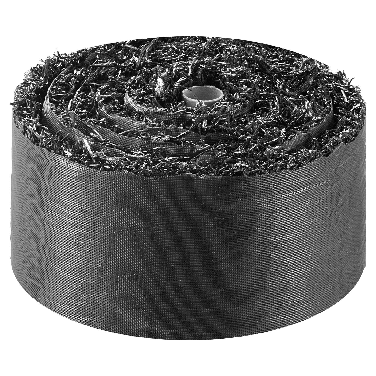 VEVOR Telo Pacciamatura Antierbacce per Orto Giardino 4 Rotoli da 3050 x 115 x 13 mm, Bordatura Permanente in Gomma, Barriera per Fiori dall'Aspetto Naturale con Picchetti, Nero