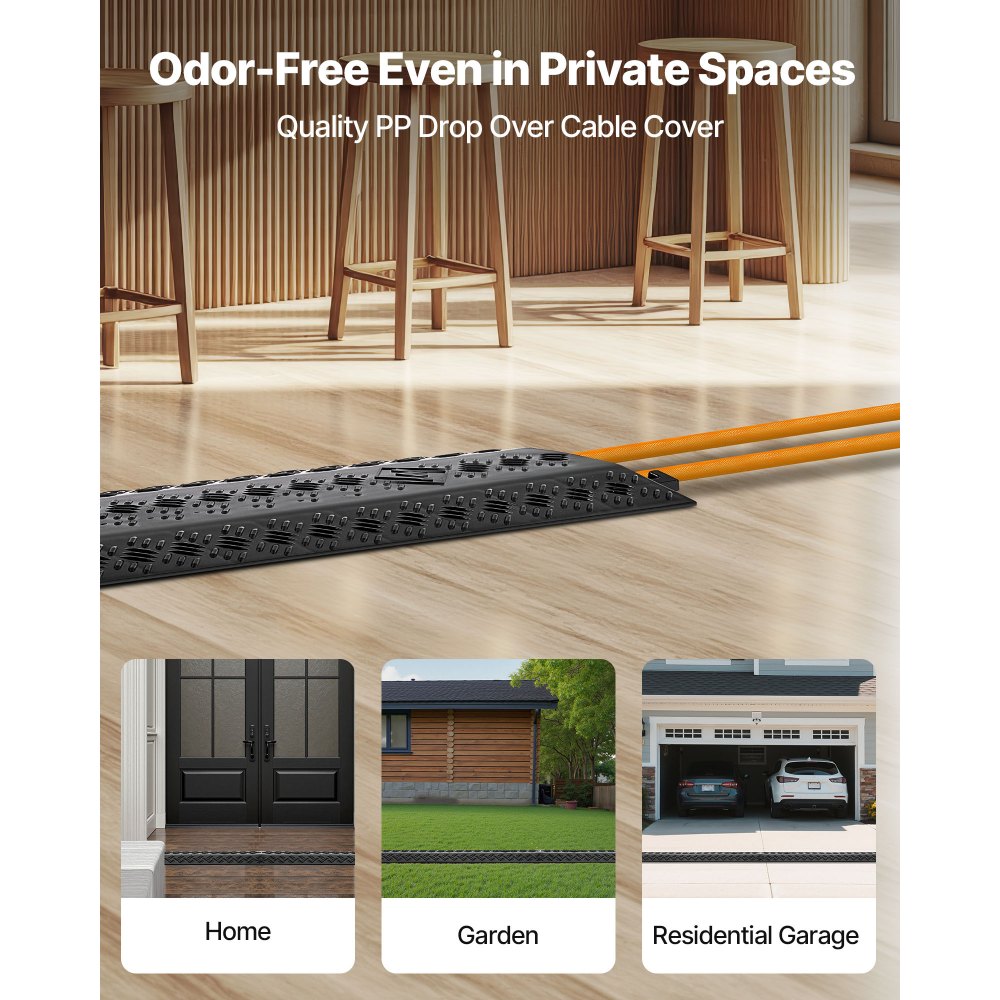 VEVOR Copertura per Cavi Ribaltabile, Capacità di Carico di 7938 kg / Asse, Rampa di Protezione per Tubi Flessibili, Copertura per Cavi da Pavimento, per Aree ad Alto Traffico Pedonale, 3 Pezzi