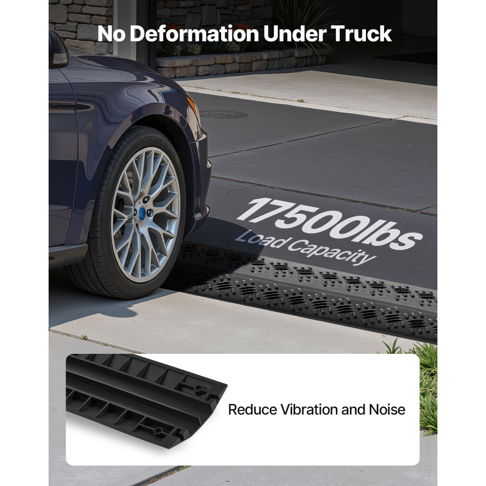 VEVOR Drop Over Cable Cover, 7,938 kg/Axle Load Capacity, Heavy Duty Cable Hose Protector Ramp, Floor Cord Cover, for High Walking Traffic Areas, Indoor, Outdoor, Home, Office, Warehouse, 1 Pack