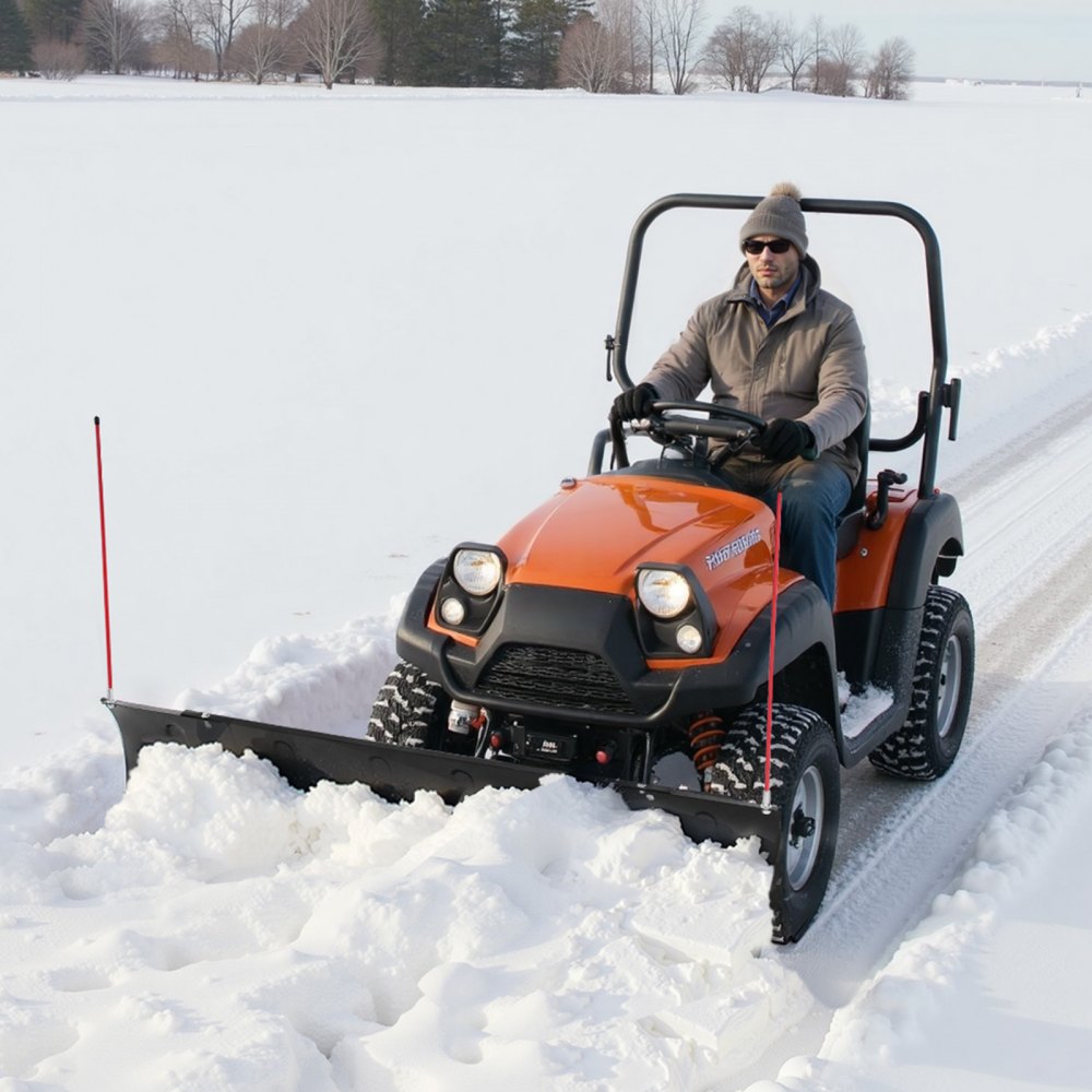 VEVOR Lama Spazzaneve Regolabile da 1092 a 1828 mm di Larghezza, Attacco Spazzaneve Universale con Alette in Gomma, Lama in Acciaio Resistente, Compatibile con la Maggior Parte di UTV e ATV