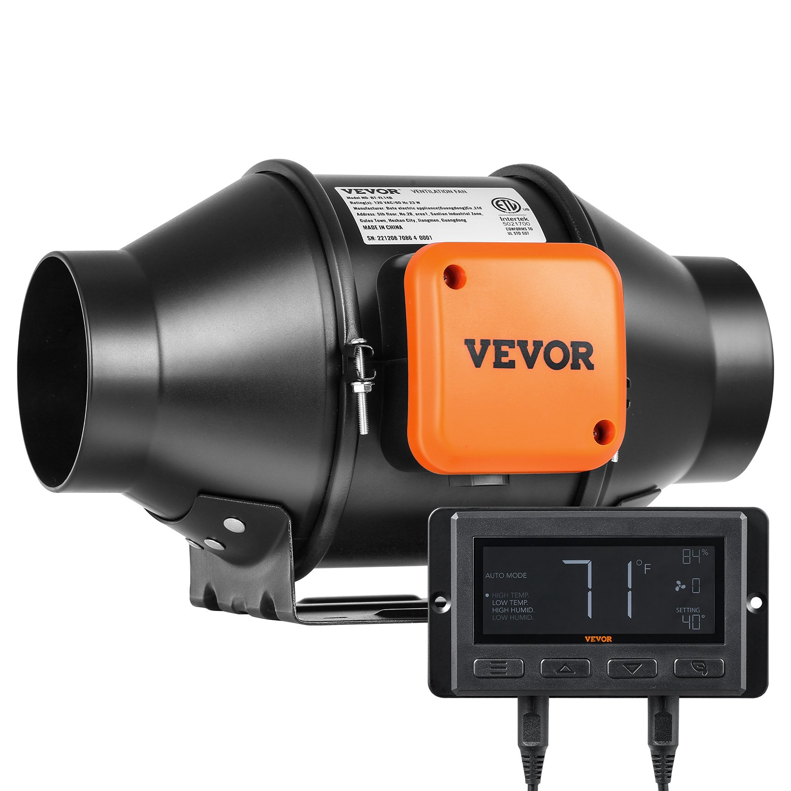 VEVOR Ventilatore Estrazione Condotto in Linea 10 cm HVAC EC Velocità Regolabile, Ventola di Aspirazione a Condotto in Linea Potenza Nominale 25 W 2900 giri/min Rumore a 28 dB, Ventola Estrazione Aria