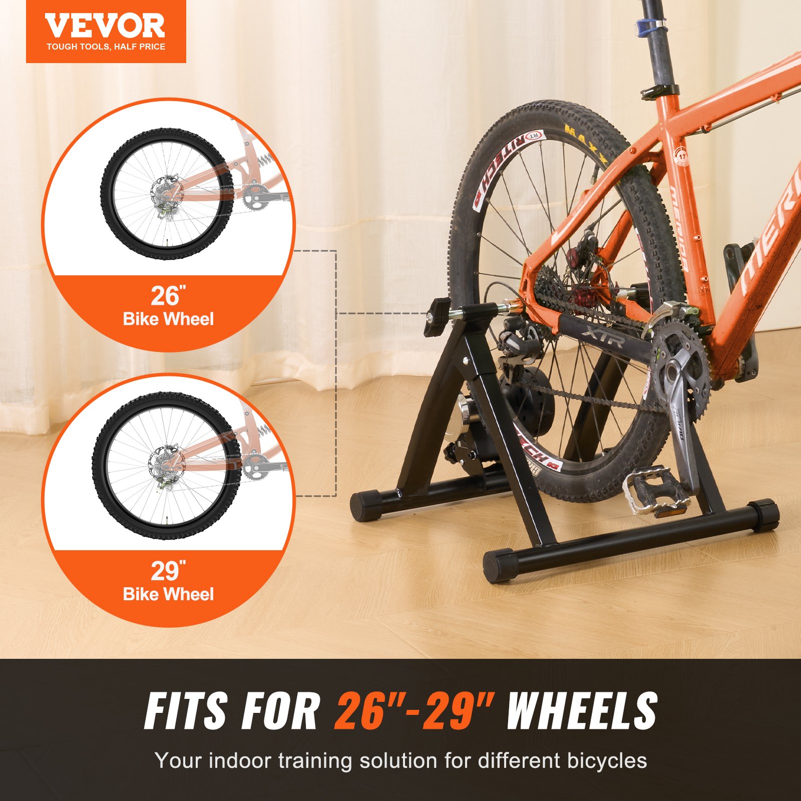 VEVOR Supporto per Cyclette, Supporto Magnetico per Cyclette per Ruote da 26-29 Pollici, Motore a Volano con Riduzione del Rumore, Bicicletta Portatile per Esercizi di Ciclismo Indoor