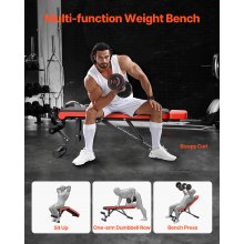 VEVOR Panca pesi Stabile e Resistente per Allenamento Completo del Corpo, Panca Regolabile per Esercizi, Sit Up per Allenamento della Forza con Protezione Estesa per Testa Collo 300 kg