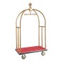 VEVOR Carrello Portavaligie per Hotel, Carico 500 kg Carrello Trasporto Portavaligie in Acciaio Inox Spazzolato con Montanti Curvi, Ponte in Moquette Rossa, Ruote in Gomma 152,4 mm per Hotel Condomini