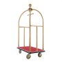 VEVOR Carrello Portavaligie per Hotel, Carico 500 kg Carrello Trasporto Portavaligie in Acciaio Inox Spazzolato con Montanti Curvi, Ponte in Moquette Rossa, Ruote in Gomma 152,4 mm per Hotel Condomini