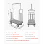 VEVOR Carrello Portavaligie per Hotel, Capacità di Carico di 544 kg Carrello Trasporto Portavaligie con Ponte in Moquette Grigia e Ruote in Gomma da 203,2 mm per Hotel, Condomini, Resort, Argento