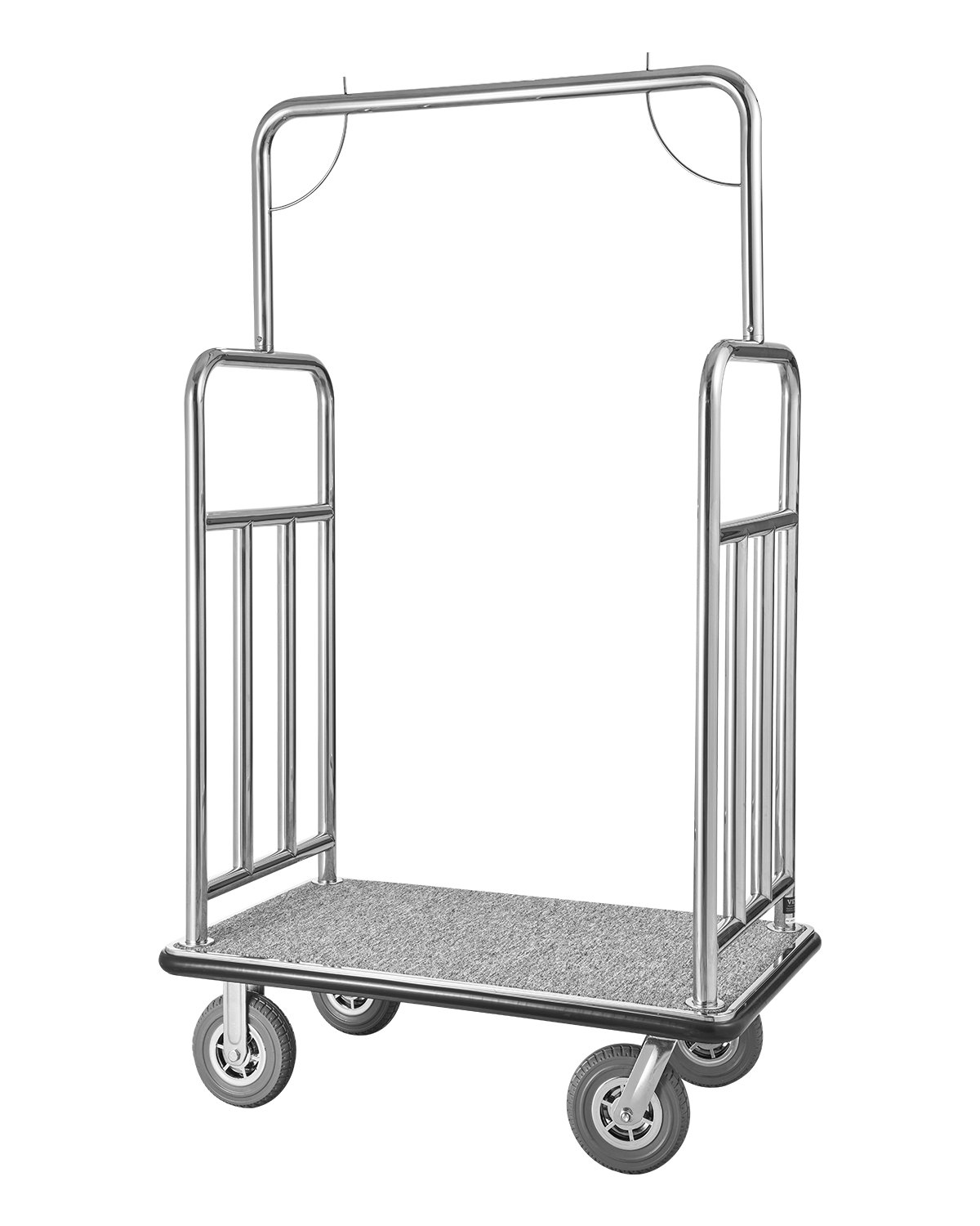VEVOR Carrello Portavaligie per Hotel, Capacità di Carico di 544 kg Carrello Trasporto Portavaligie con Ponte in Moquette Grigia e Ruote in Gomma da 203,2 mm per Hotel, Condomini, Resort, Argento