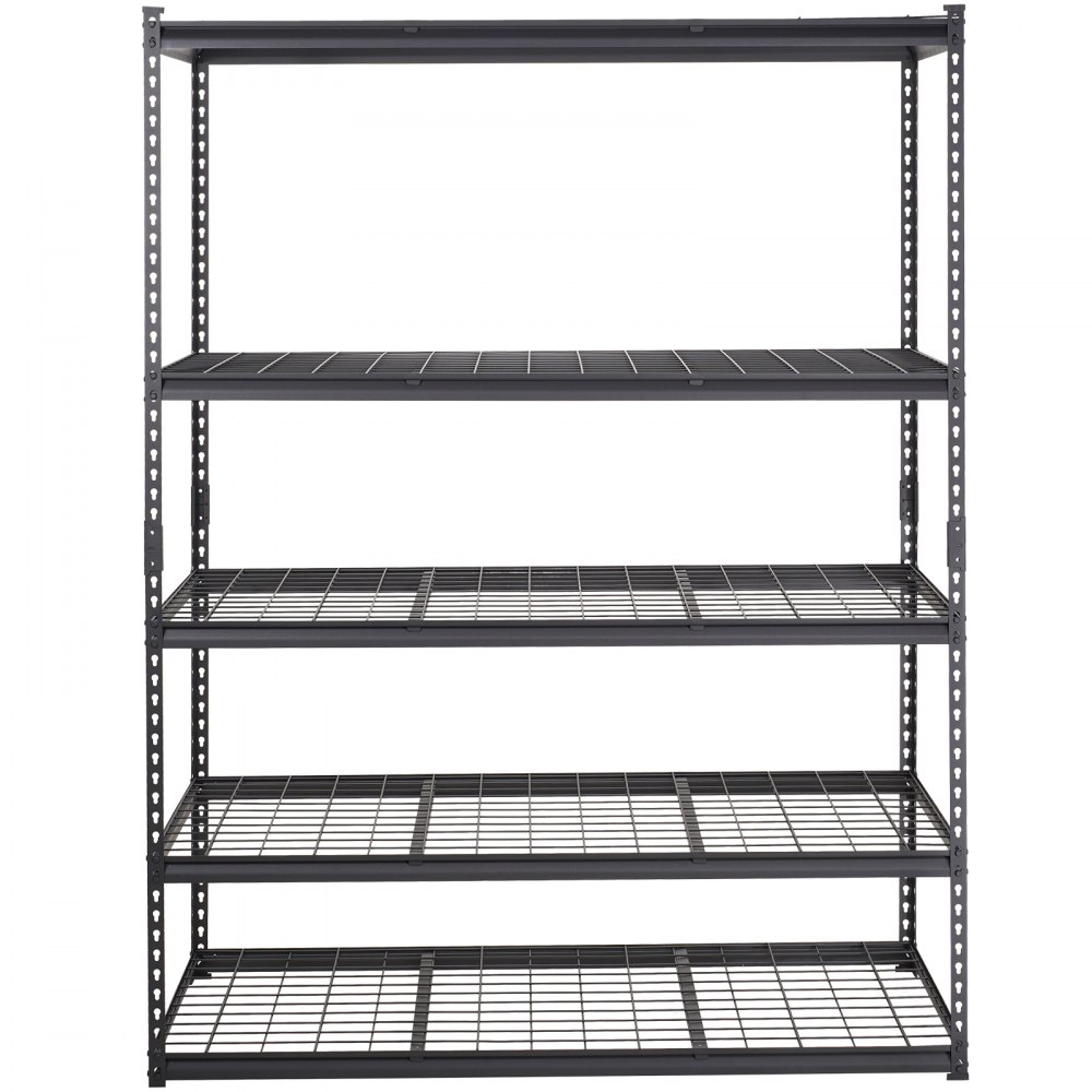 VEVOR Scaffale portaoggetti, 5 Ripiani Regolabili 2000 libbre, Scaffale Metallico Organizzatore in Metallo, Nero, 60" L x 24" L x 78" A per Cucina Dispensa Seminterrato Bagno Lavanderia Armadio