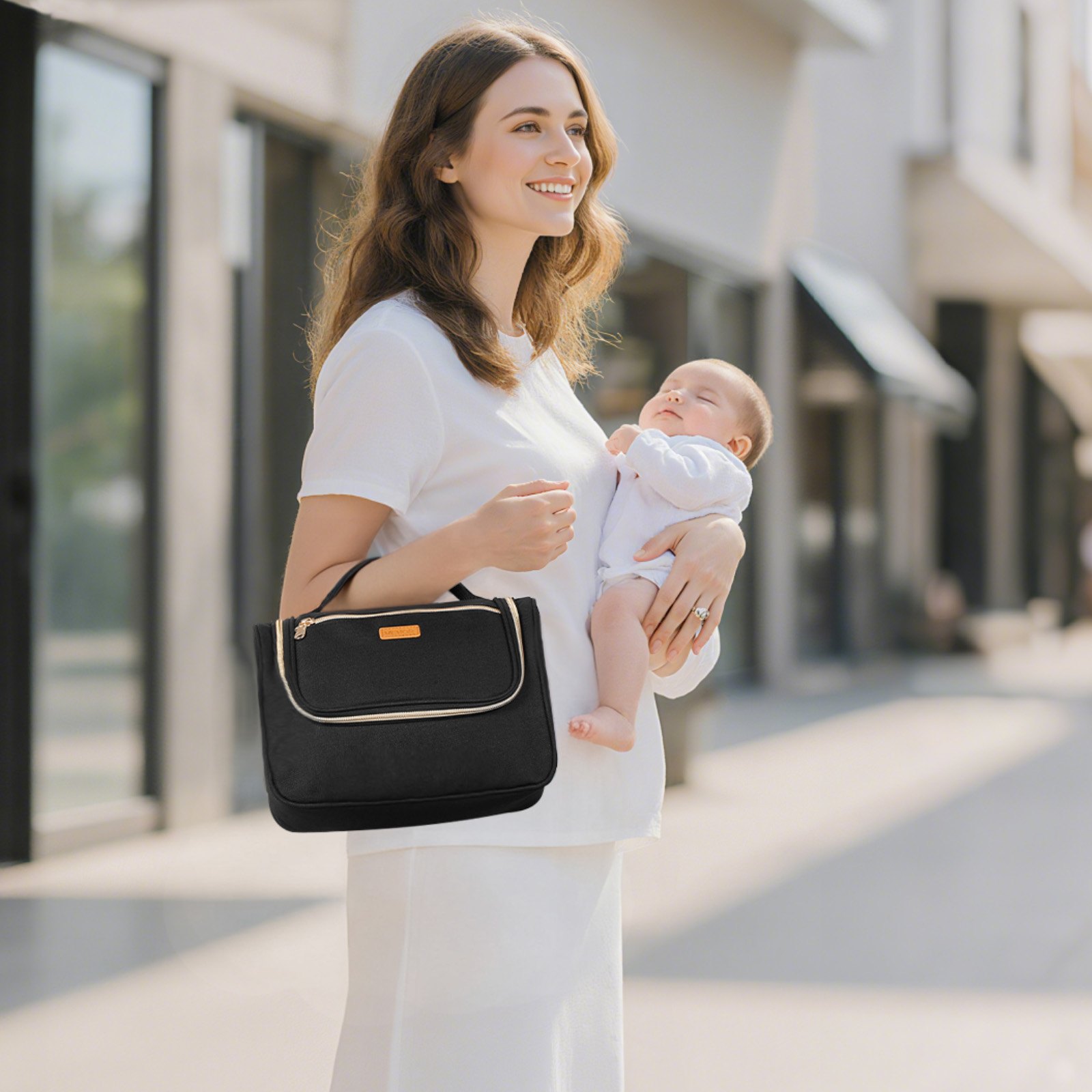 VEVOR Wearable Breast Pump Bag, Breast Feeding Bag with Waterproof Mat, Fits for M5/M6, Pumping Accessories & Breastmilk Storage, Portable Pump Carrying Case for Work, Travel & Family Use, Black