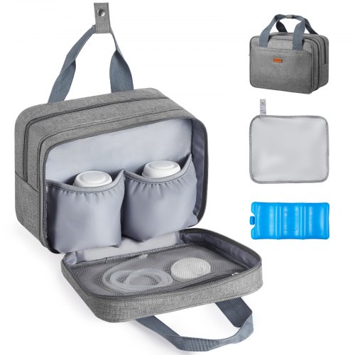 VEVOR Borsa per Tiralatte, Borsa per Biberon per M5/M6 con Impacchi del Ghiaccio, Accessori per l'Estrazione e Conservazione del Latte Materno, per Biberon di Latte per Lavoro, Viaggio, Grigio VEVOR Borsa per Tiralatte, Borsa per Biberon per M5/M6 con Impacchi del Ghiaccio, Accessori per l'Estrazione e Conservazione del Latte Materno, per Biberon di Latte per Lavoro, Viaggio, Grigio